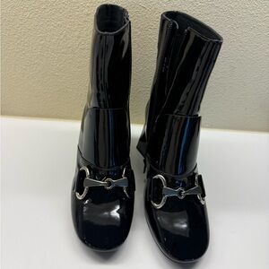 Black Patent Leather Ankle Boots